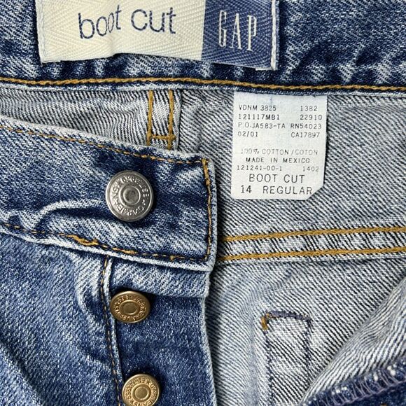 GAP Boot Cut / Vintage MOM High Rise Button Fly Denim Blue Jeans / 14 Reg - Picture 4 of 6